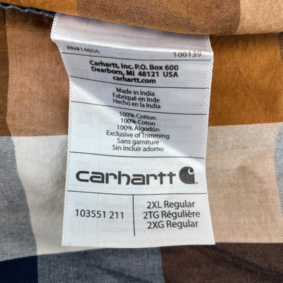 Carhartt Relaxed Fit Short Sleeve Button Down Plaid Shirt Men’s 2XL Quantity 2 - Picture 16 of 16